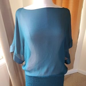 Express teal. sheer top